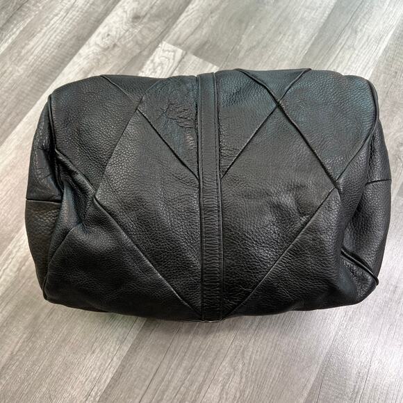 Black Leather Biker Saddle Bag with Harley Davidson Patch - Picture 8 of 10